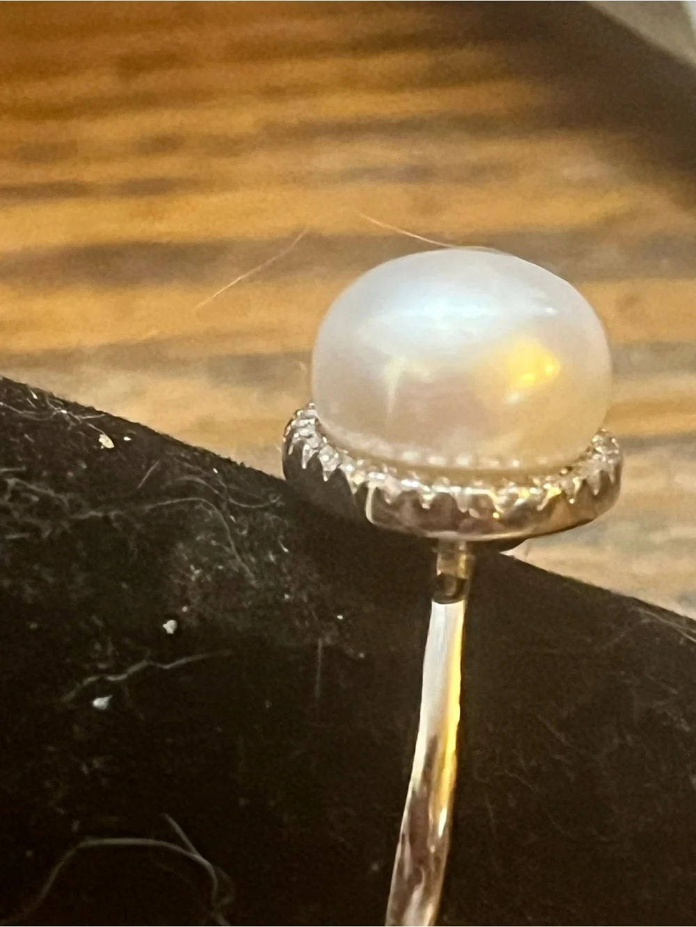Freshwater cultured pearl ring set in sterling silver